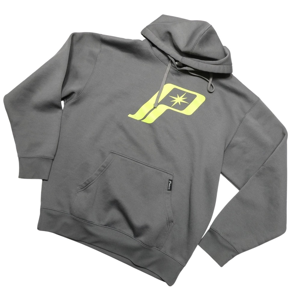 Polaris Hoodie Sweatshirt Mens XL Gray Logo Graphic Fleece Kangaroo Pullover
